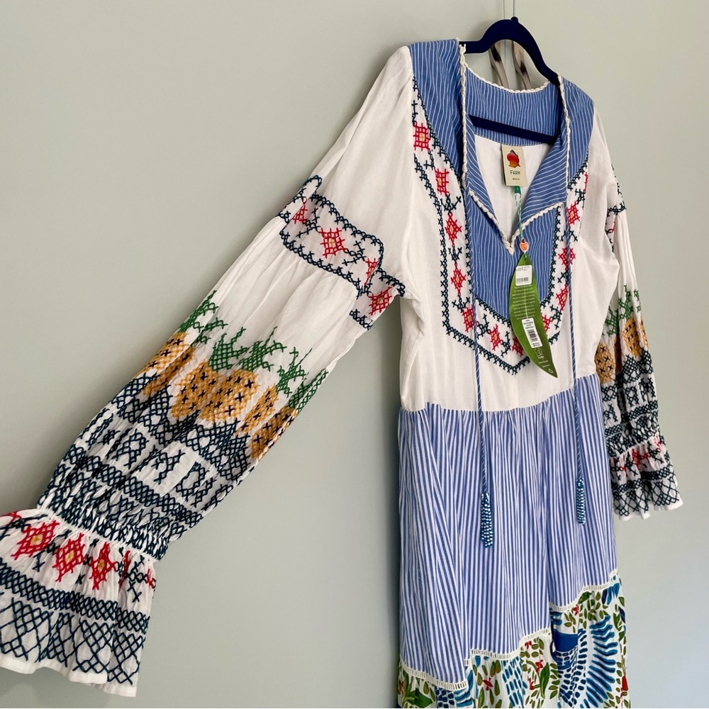 FARM RIO x ANTHROPOLOGIE Pineapple Beach Embroidered Maxi Dress - Picture 6 of 11
